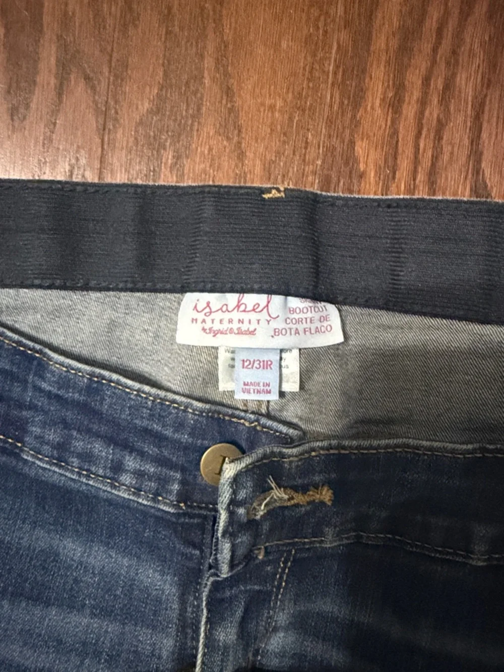 Isabel Maternity by Ingrid & Isabel Medium Blue Flare Jeans with Black Waistband - Picture 3 of 3